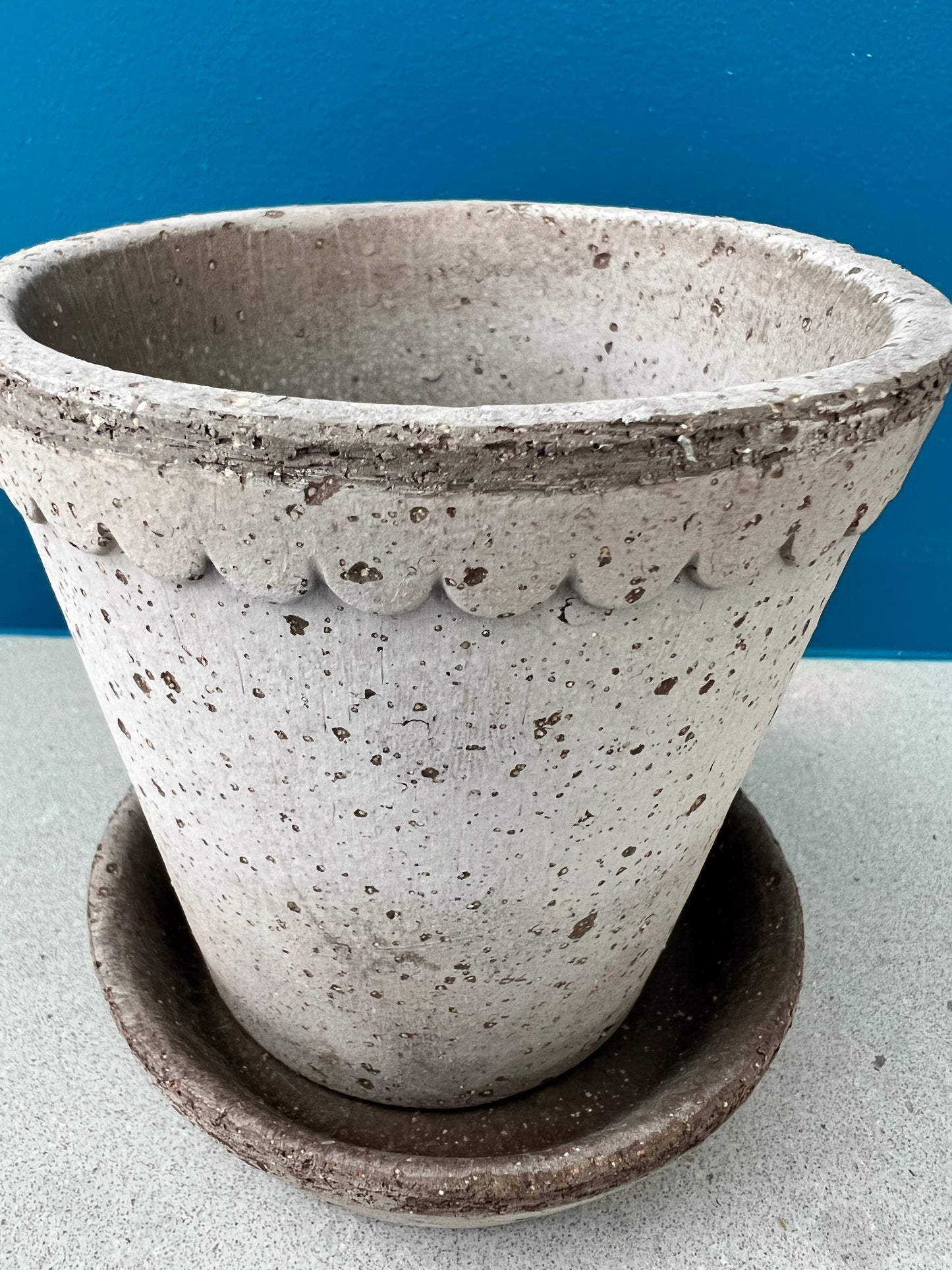 3.25 Grey Clay Planter & Saucer by Bergs Potter